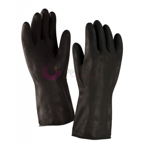 Перчатки двойной вязки, с ПВХ Точка, черные, ручной оверлок